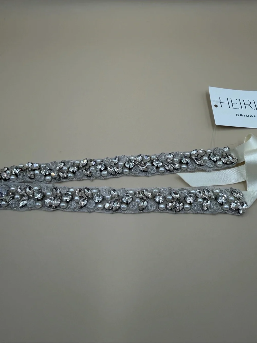 Sparkling Crystal Pearl Wedding Dress Belt Silver Bridal Sash NWT